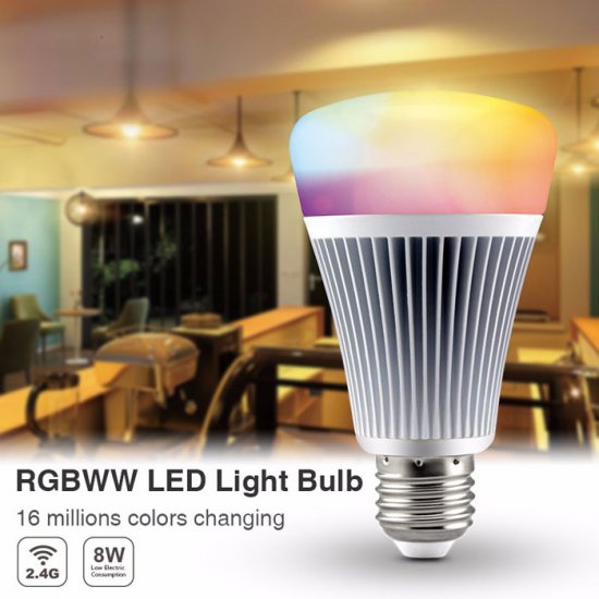 Mi-Light LED bulb - WIFI E27 8W RGB+CCT - FUT015 - Click Image to Close